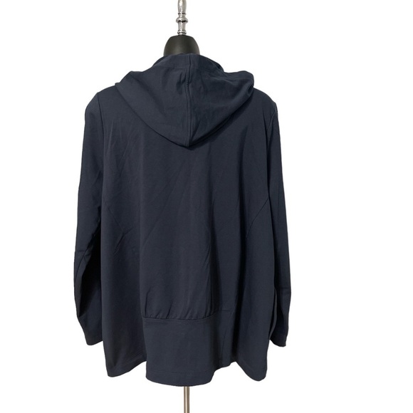 J.jill Women’s Navy Blue Fit Elevate Terry Hooded Open Front Cardigan Size Large - Picture 6 of 8